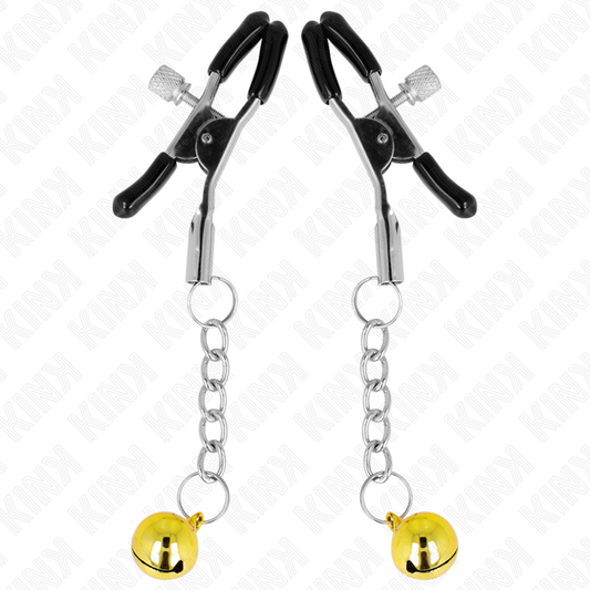 KINK - MORSETTI PER CAPEZZOLI CON PENDENTE JINGLE BELL ORO 6 CM