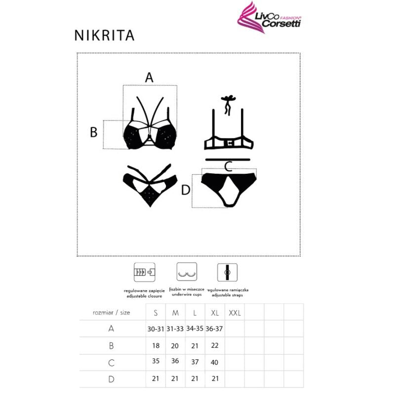 LIVCO CORSETTI FASHION - NIKRITA LC 90647 REGGISENO + SLIP NERO S