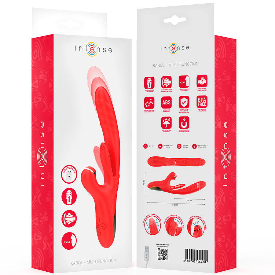 INTENSE - KAROL VIBRATORE MULTIFUNZIONE SPINTA E STIMOLAZIONE E ONDE STIMOLANTI ROSSO