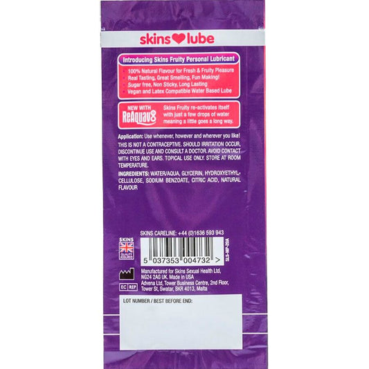 SKINS - LUBRIFICANTE FRUTTATO A BASE D'ACQUA MANGO E FRUTTO DELLA PASSIONE MONODOSE 5 ML