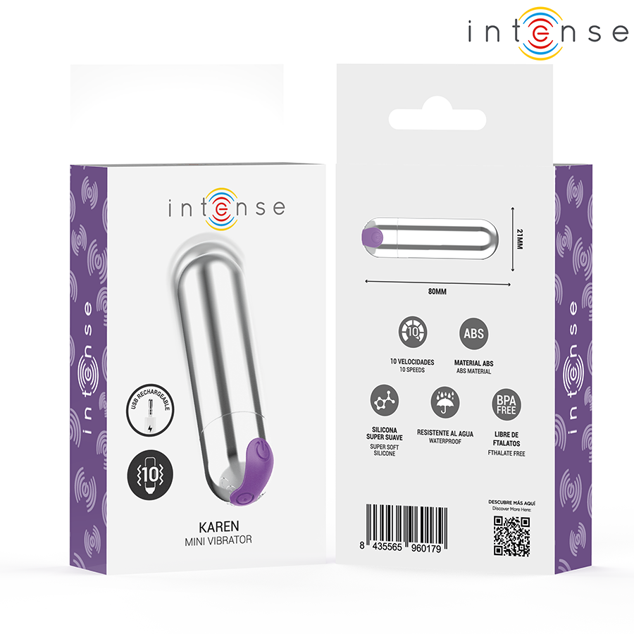 INTENSE - KAREN MINI PROIETTILE VIBRANTE RICARICABILE ARGENTO