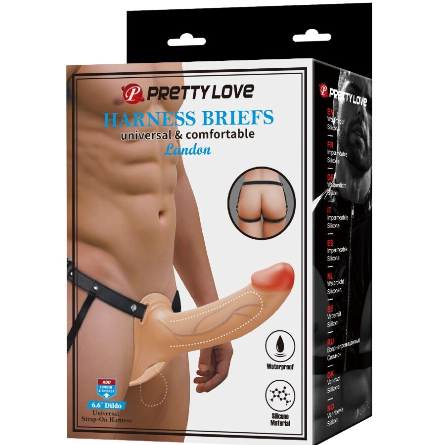 PRETTY LOVE - LANDON STRAP-ON VIBRANTE PELLE CHIARA