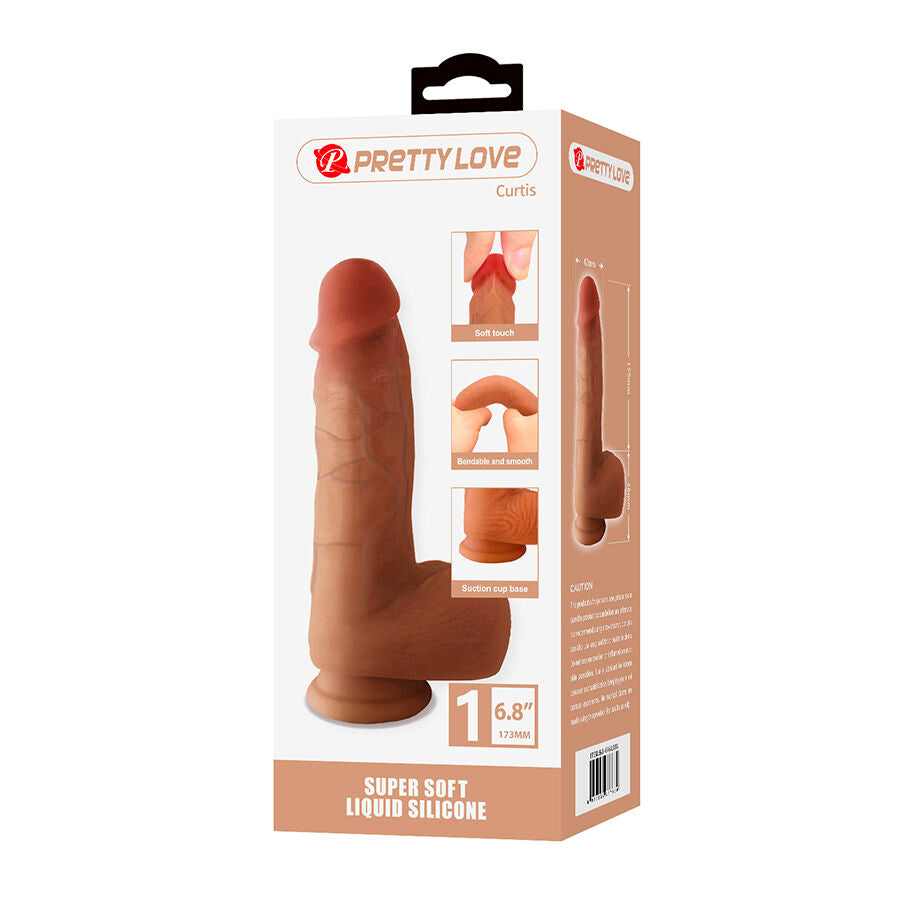 PRETTY LOVE - CURTIS DILDO REALISTICO CON VENTOSA 17,3 CM -Ø- 4,2 CM