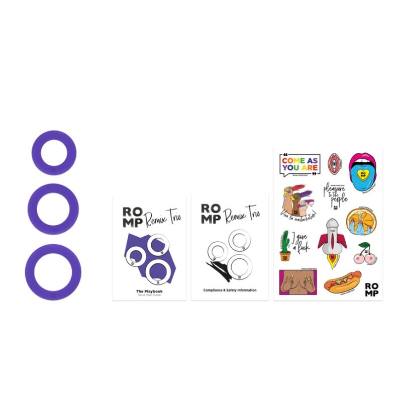ROMP - REMIX TRIO SET DI 3 ANELLI PER PENE IN SILICONE VIOLA