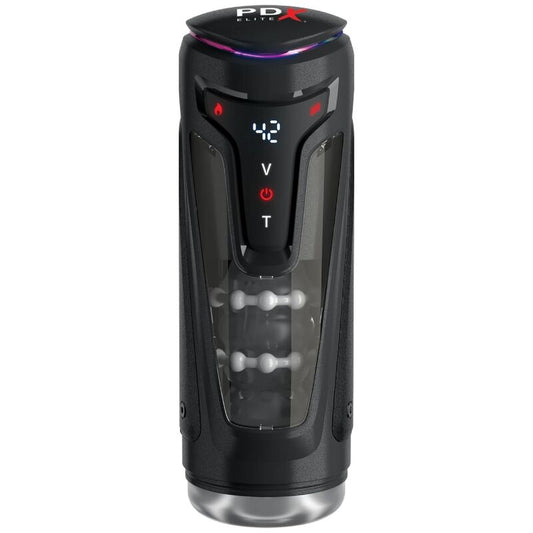 PDX ELITE - MOTO-BATOR PRO MASTURBATORE AUTOMATICO VIBRANTE E RISCALDANTE CON PROTEZIONE, 26,5 CM
