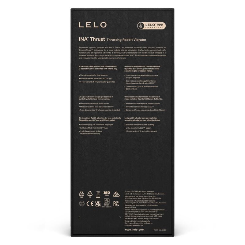 LELO - INA VIBRATORE A SPINTA THRUST RABBIT NERO