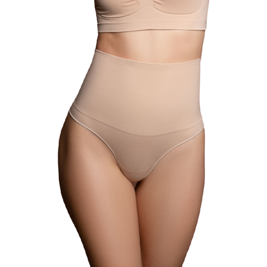 BYE-BRA - FAJA SENZA CUCITURE STILE PERIZOMA BEIGE MISURARE XL