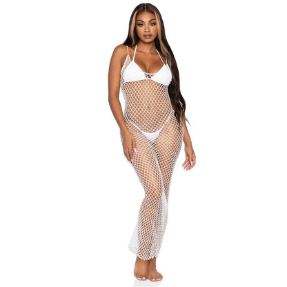 LEG AVENUE - MAXI ABITO IN RETE TWIST TAGLIA UNICA BIANCO