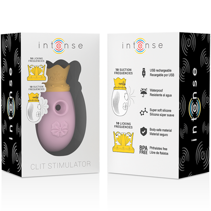 INTENSE - STIMOLATORE CLITORIDEO 10 MODALITÀ DI ASPIRAZIONE E LECCATURA - ROSA