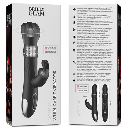 BRILLY GLAM - MOEBIUS VIBRATORE RABBIT E ROTATORE + TELECOMANDO WATCHME