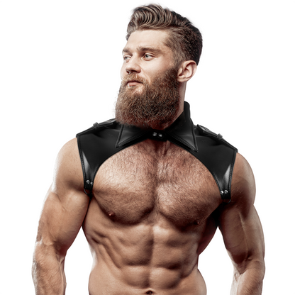 FETISH SUBMISSIVE ATTITUDE - IMBRACATURA PER IL COLLO IN ECOPELLE REGOLABILE DA UOMO BRIGADE