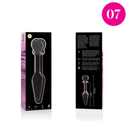 NEBULA SERIES BY IBIZA - MODELLO 7 PLUG ANALE VETRO BOROSILICATO ROSA 13.5 CM -O- 3 CM