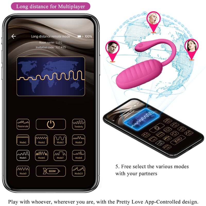 PRETTY LOVE - UOVO VIBRANTE RICARICABILE ROSA CATALINA APP