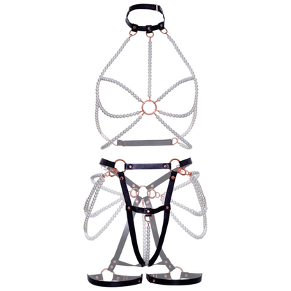 LEG AVENUE - REGGISENO CON IMBRAGATURA E GIACCA PERLA L