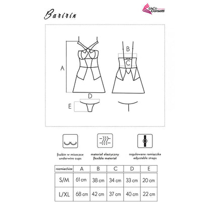 LIVCO CORSETTI FASHION - BARIRIN LC 90633 CAMICIA + PANTY NERO L/XL