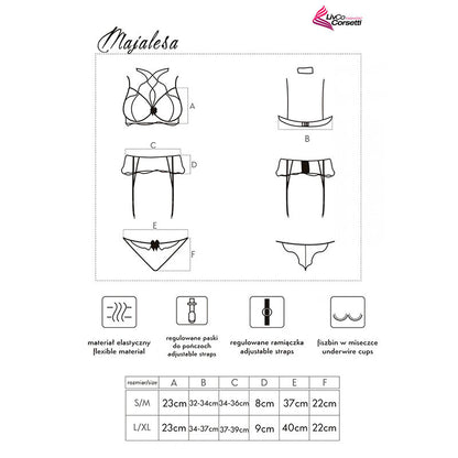 LIVCO CORSETTI FASHION - MAJALESA LC 90526 REGGISENO + REGGISENO + SLIP NERO L/XL