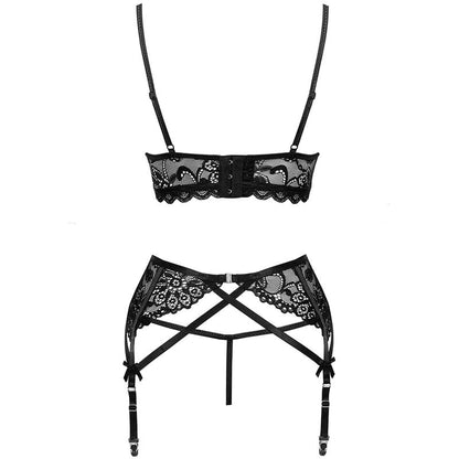 LIVCO CORSETTI FASHION - MORIDAM LC 90552 REGGISENO + REGGISENO + SLIP NEGRO L/XL