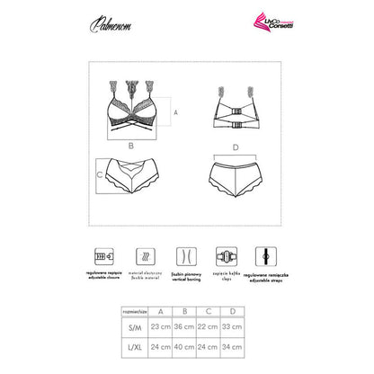 LIVCO CORSETTI FASHION - PALMENOM LC 90614 REGGISENO + SLIP NERO L/XL