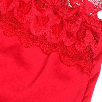 SUBBLIME - BABYDOLL IN RASO CON PIZZO ROSSO L/XL