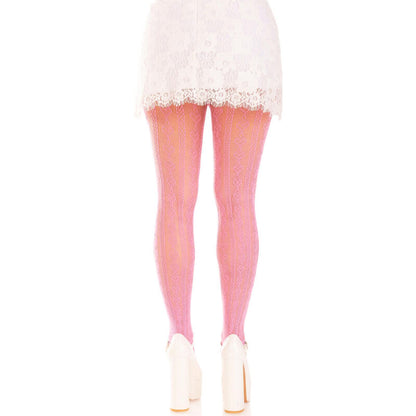 LEG AVENUE - CALZE CON APERTURE CUORE E FIOCCHI ROSA
