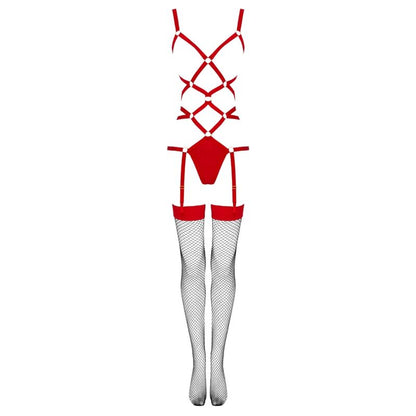 LIVCO CORSETTI FASHION - THIARA LC 20213 SET BODY + CALZE ROSSO S/M