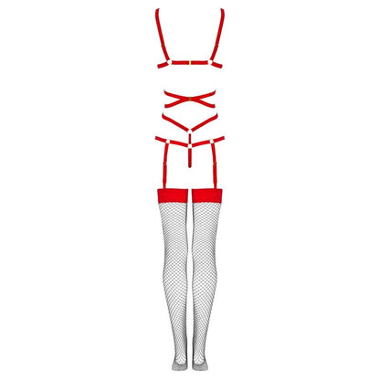 LIVCO CORSETTI FASHION - THIARA LC 20213 SET BODY + CALZE ROSSO L/XL