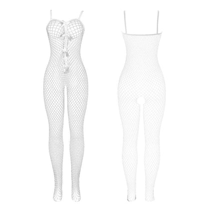 SUBBLIME - 951740 BODYSTOCKING BIANCO A RETE SENZA CAVALLO CON FIOCCHI TAGLIA UNICA