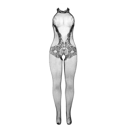 SUBBLIME - 951801 BODYSTOCKING A RETE E PIZZO SENZA CAVALLO CON COLLO ALTO NERO TAGLIA UNICA