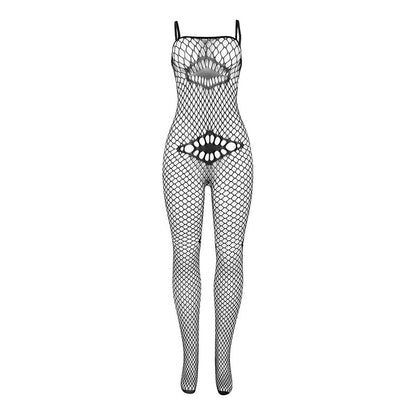SUBBLIME - 952112 BODYSTOCKING A RETE CON DETTAGLI SU PETTO E PANCIA NERO TAGLIA UNICA