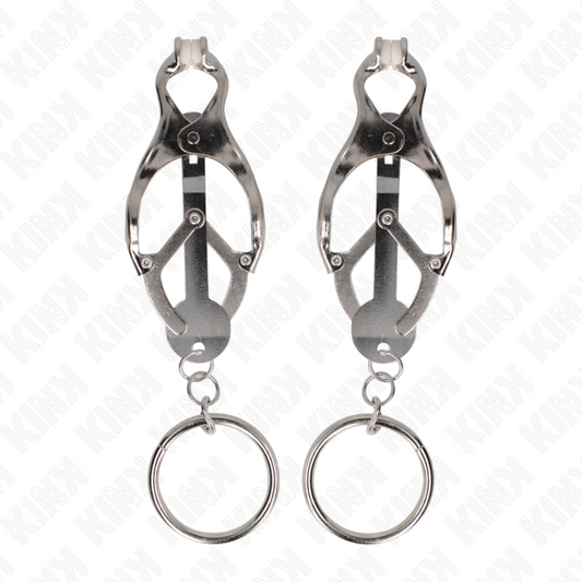 KINK - MORSETTI PER CAPEZZOLI CON O-RING TRIFOGLIO GIAPPONESE ARGENTO