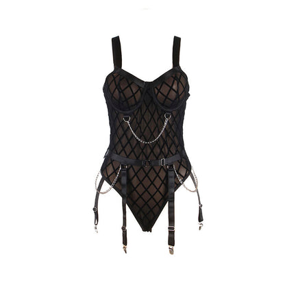 SUBBLIME - 9542277 BODY CON CATENE + CINTURA REGGICALZE NERO L/XL