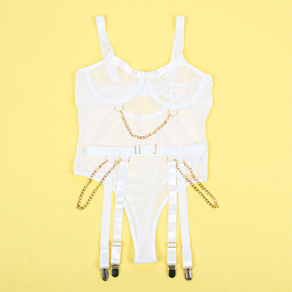 SUBBLIME - 954284 BODY CON CATENE + CINTURA GIACCHE BIANCO S/M
