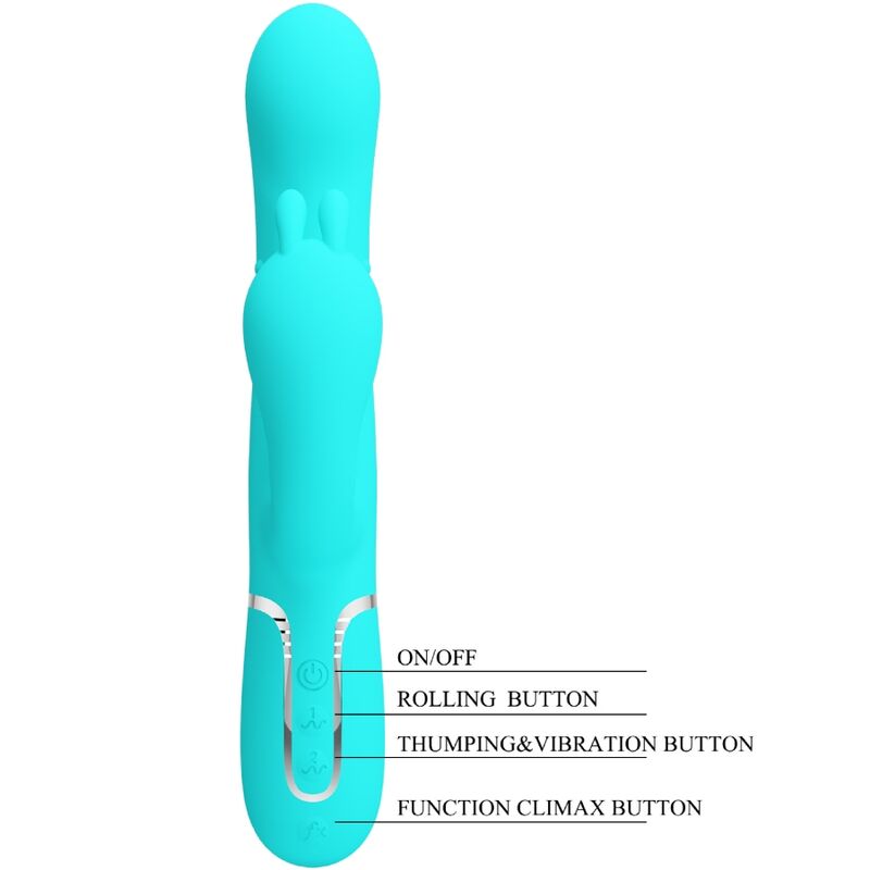 PRETTY LOVE - CAMMY 4 IN 1 MULTIFUNZIONE VIBRATORE TRIPLE RABBIT BLU