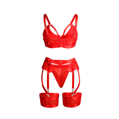 SUBBLIME - 955250 REGGISENO BONDAGE ROSSO CON GIARRETTIERA S/M