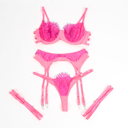 SUBBLIME - 955359 COMPLETO REGGISENO CON PIZZO E GIACCHETTI ROSA E VIOLA S/M