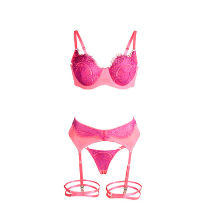 SUBBLIME - 955359 COMPLETO REGGISENO CON PIZZO E GIACCHETTI ROSA E VIOLA S/M