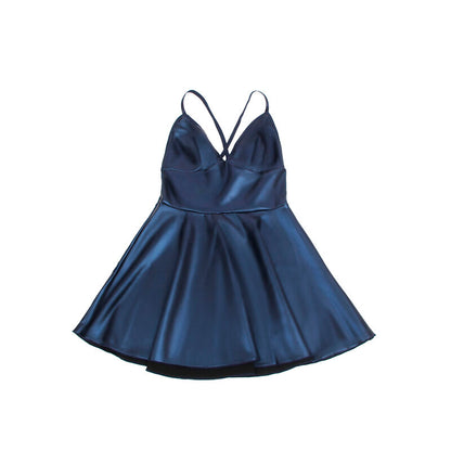 SUBBLIME - 955427 ABITO CON SPALLINE IN PELLE BLU L/XL