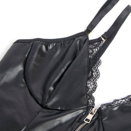 SUBBLIME - 955458 BODY IN PELLE NERA CON ZIP S/M