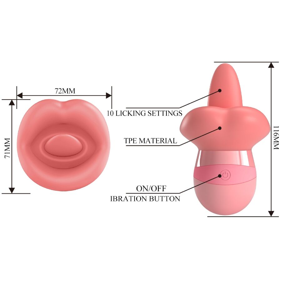 PRETTY LOVE - STIMOLATORE PER CLITORIDE LINGUA KYLEE 10 VIBRAZIONI ROSA NUDO