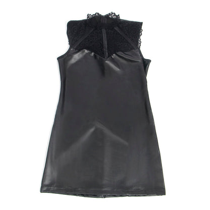 SUBBLIME - 957551 ABITO IN PELLE CON COLLO IN PIZZO NERO L/XL