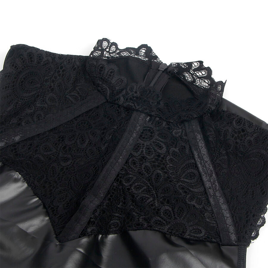 SUBBLIME - 957551 ABITO IN PELLE CON COLLO IN PIZZO NERO L/XL