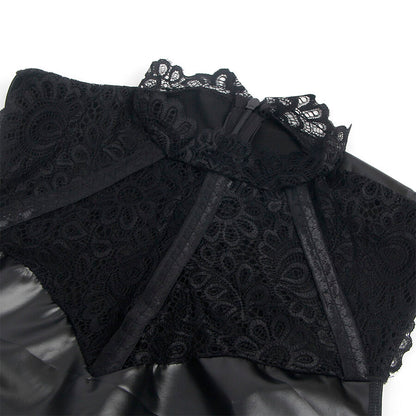 SUBBLIME - 957551 ABITO IN PELLE CON COLLO IN PIZZO NERO L/XL