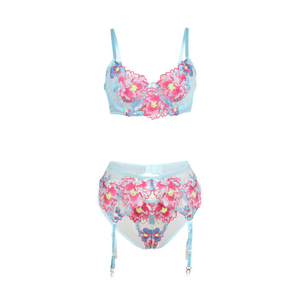 SUBBLIME - 957650 SET REGGISENO E CINTURA RICAMO FIORI ROSA L/XL