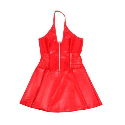 SUBBLIME - 957728 ABITO IN PELLE CON ZIP E PIZZO ROSSO S/M
