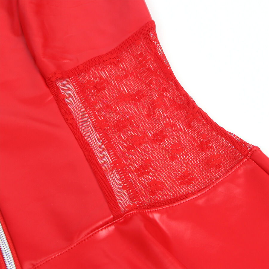 SUBBLIME - 957735 ABITO IN PELLE CON ZIP E PIZZO ROSSO L/XL