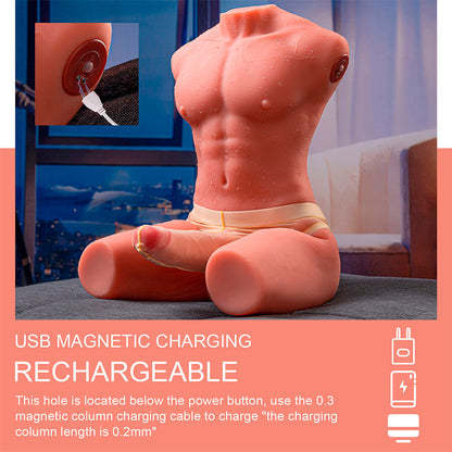 XISE - JASON MEZZO CORPO TORSO MASCHILE REALISTICO CON SPINTA E VIBRAZIONE 55 CM