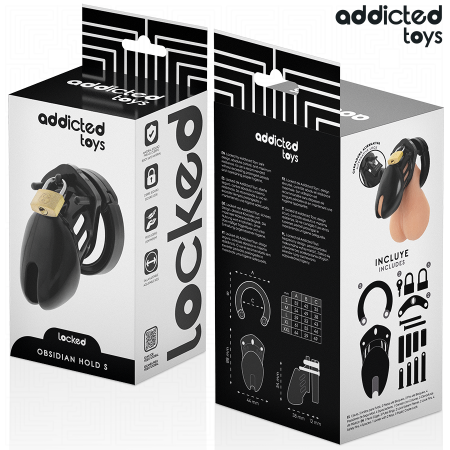 ADDICTED TOYS LOCKED - GABBIA PER PENE OBSIDIAN HOLD TAGLIA S