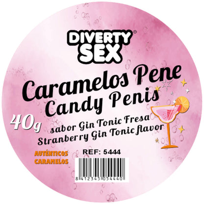 DIABLO PICANTE - 20 CARAMELLE A FORMA DI PENE AL GUSTO DI GIN & TONIC