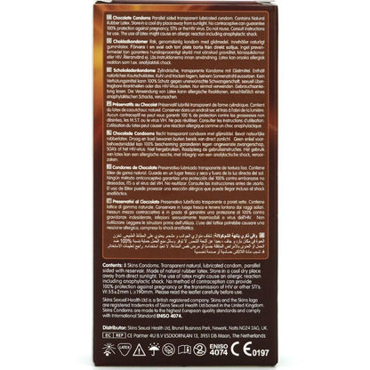 SKINS - PRESERVATIVI PREMIUM AL CIOCCOLATO CONFEZIONE DA 8