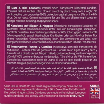 SKINS - DOTS & RIBS PREMIUM CONDOMS CONFEZIONE DA 4